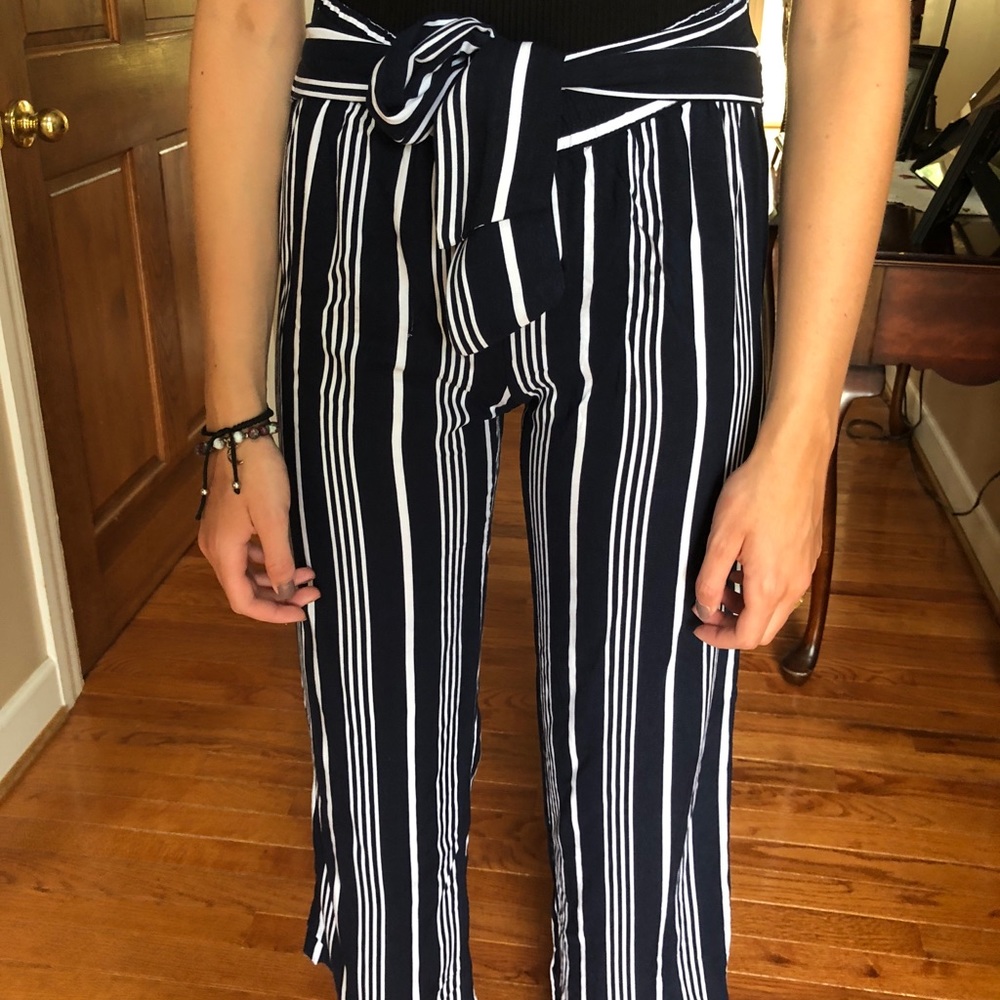 Navy and white striped Cynthia Rowley pants